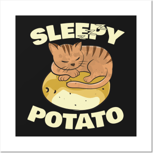 Cute Cat Shirt Sleepy Kitten On A Warm Potato Posters and Art
